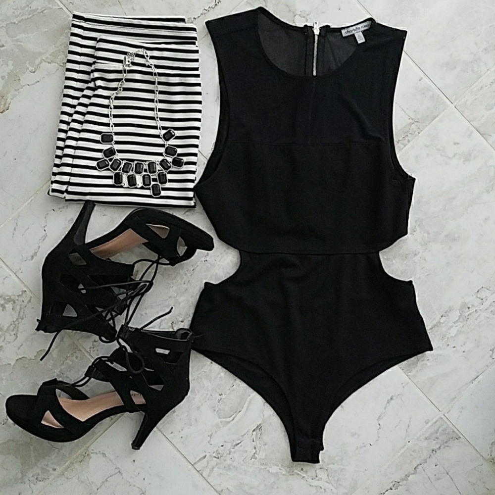 Charlotte Russe sheer panel cutout bodysuit
